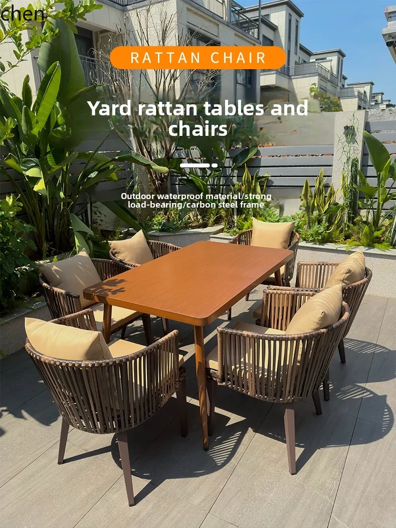 

LXC Outdoor Table and Chair Rattan Chair Outdoor Leisure Chair Villa Garden Durable Outdoor Arc Table Corner