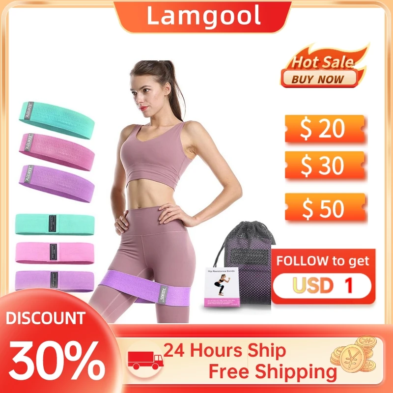 Unisex Bodybuilding Booty Band Hip Thigh Loop Yoga Fabric Resistance Band Home Workout Exercise Elastic Band for Fitness Gym Gum