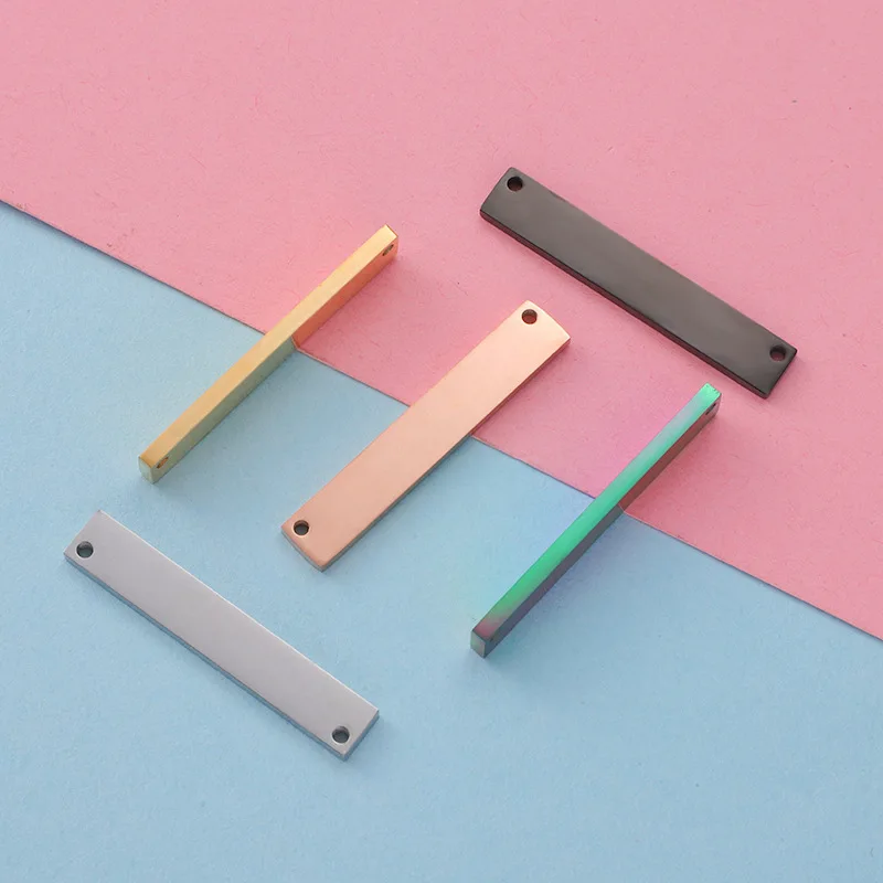 2*6*35mm 20piece/lot Stainless Steel Rectangle Stamping Blank Bar Charm Plate DIY Necklace Bar Mirror Polish Connector