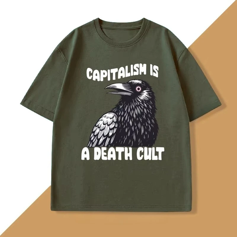 Vintage Capitalism Is A Death Cult T-Shirt Men Women Graphic T Shirts High Qualtity Oversized T-shirt for Men Short Sleeve Tee
