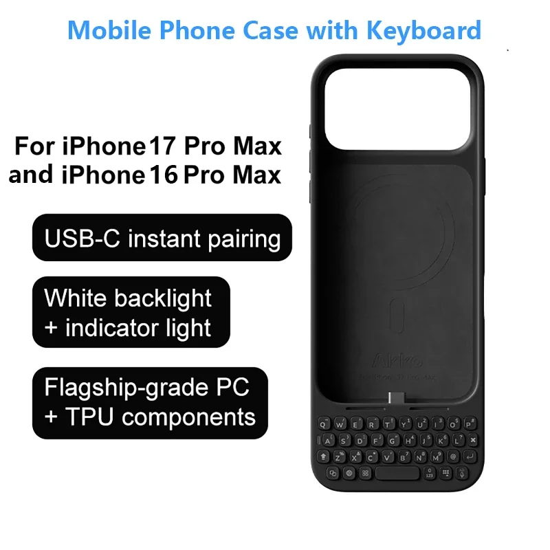 Mobile Phone Case with Keyboard External Keyboard Magnetic Suction All-in-One Phone Case Compatible with iPhone 16/17 Pro Max
