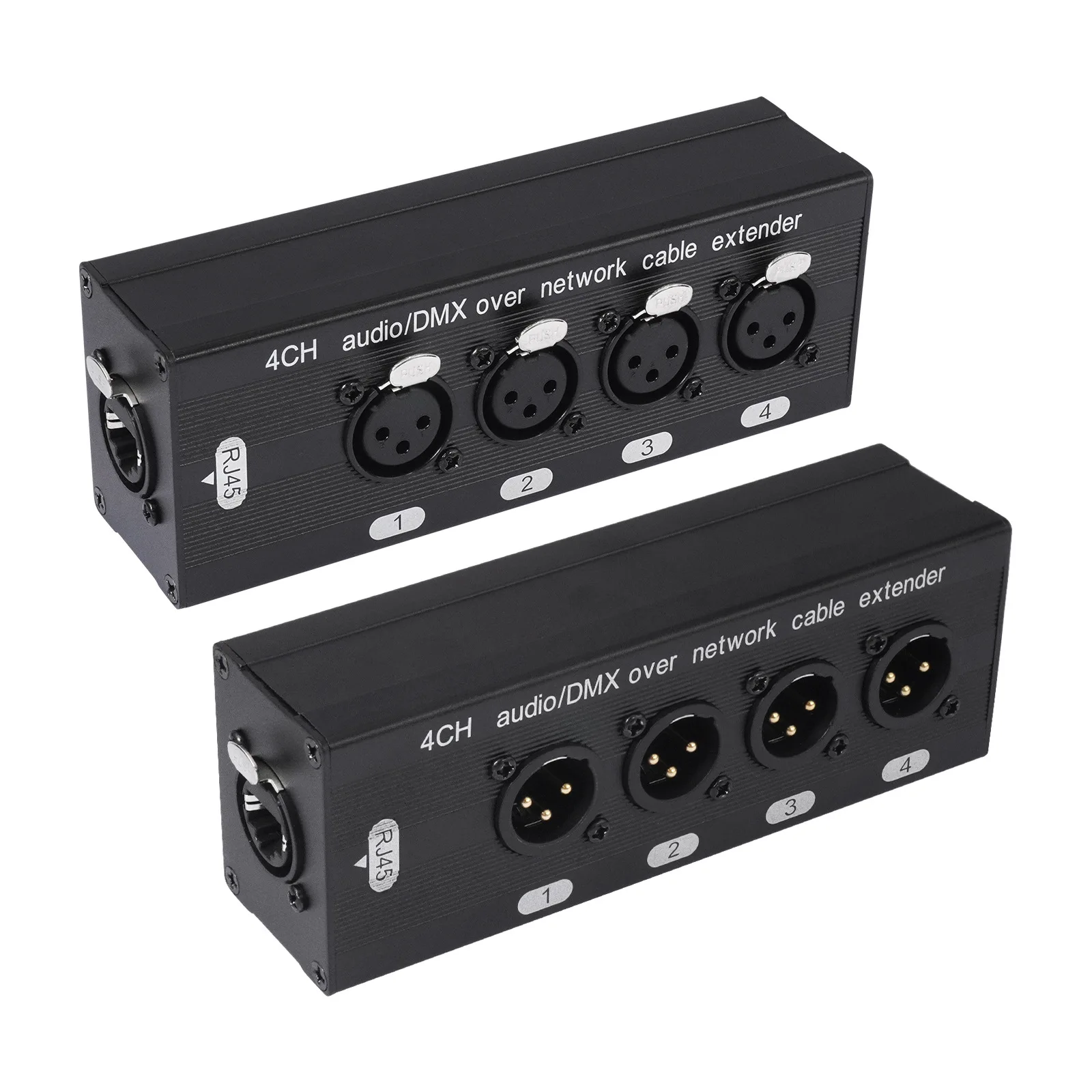 JavicTech 6.35 Audio 4-channel XLR Network Cable Extension Stage DMX Audio Transmitter with Isolator and Common Ground