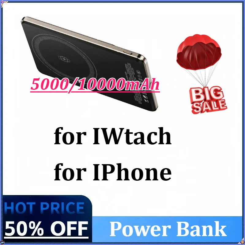 

5000/10000mAh Magnetic Power Bank Super Slim Wireless Fast Charging External Battery for IWtach PowerBank for IPhone