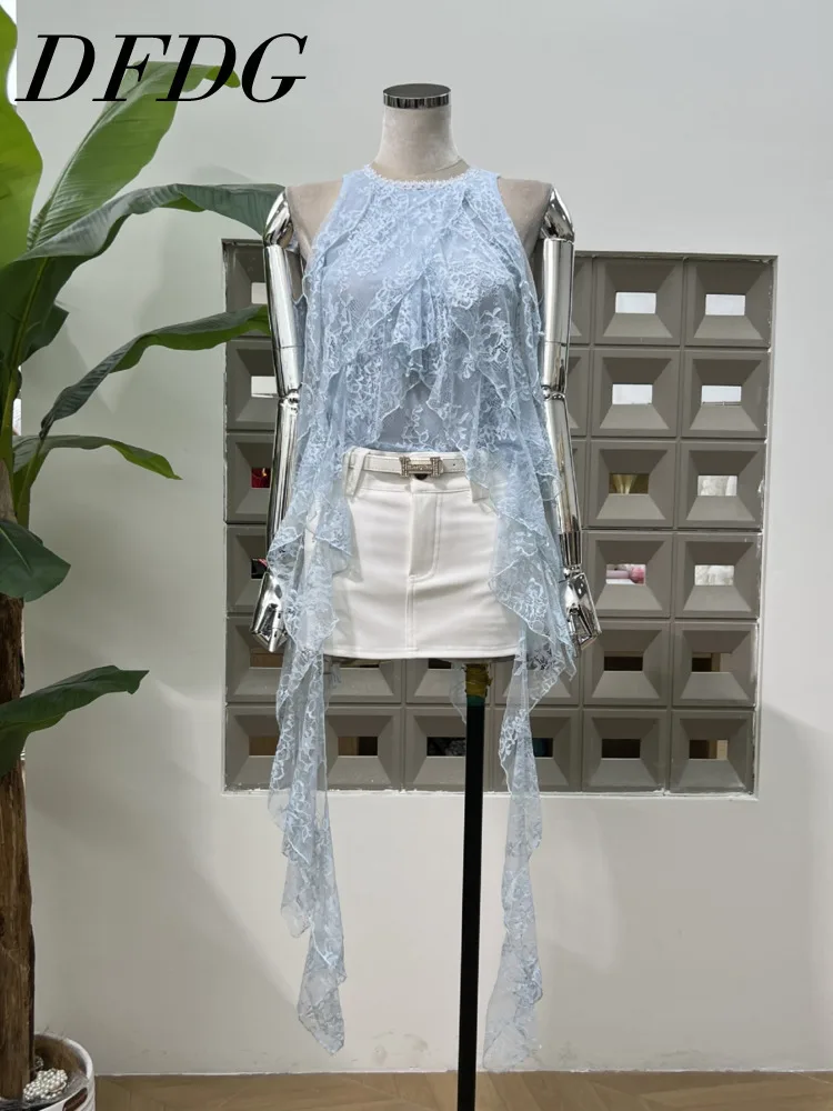 

DFDG женский минималистичный курортный топ без рукавов с кружевной галстуком, облегающая юбка-карандаш, комплект с украшением из кристаллов, отпуск, весна-лето 2020