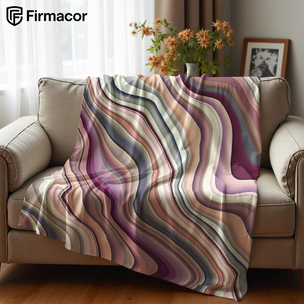 Pastel Flow Layers Cartoon Anime Print Flannel Blanket Soft Warm Throw for Kids Bedroom Sofa Bed Christmas Office Car