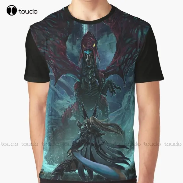 Death Lurks In The Light Of The Darkness [Monster Hunter] Graphic T-Shirt Custom Aldult Teen Unisex Digital Printing Tee Shirts