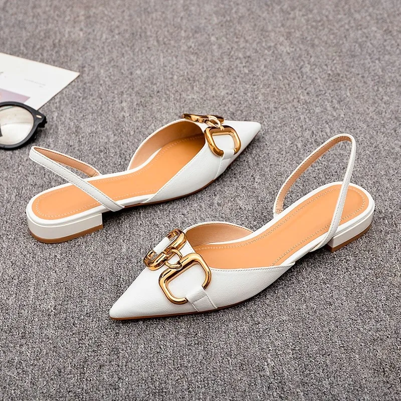 2024Women Summer New Fashion Chain Designer Simple Solid Color Square Heel Shoes PULeather Outdoor Shopping Office Women Sandals