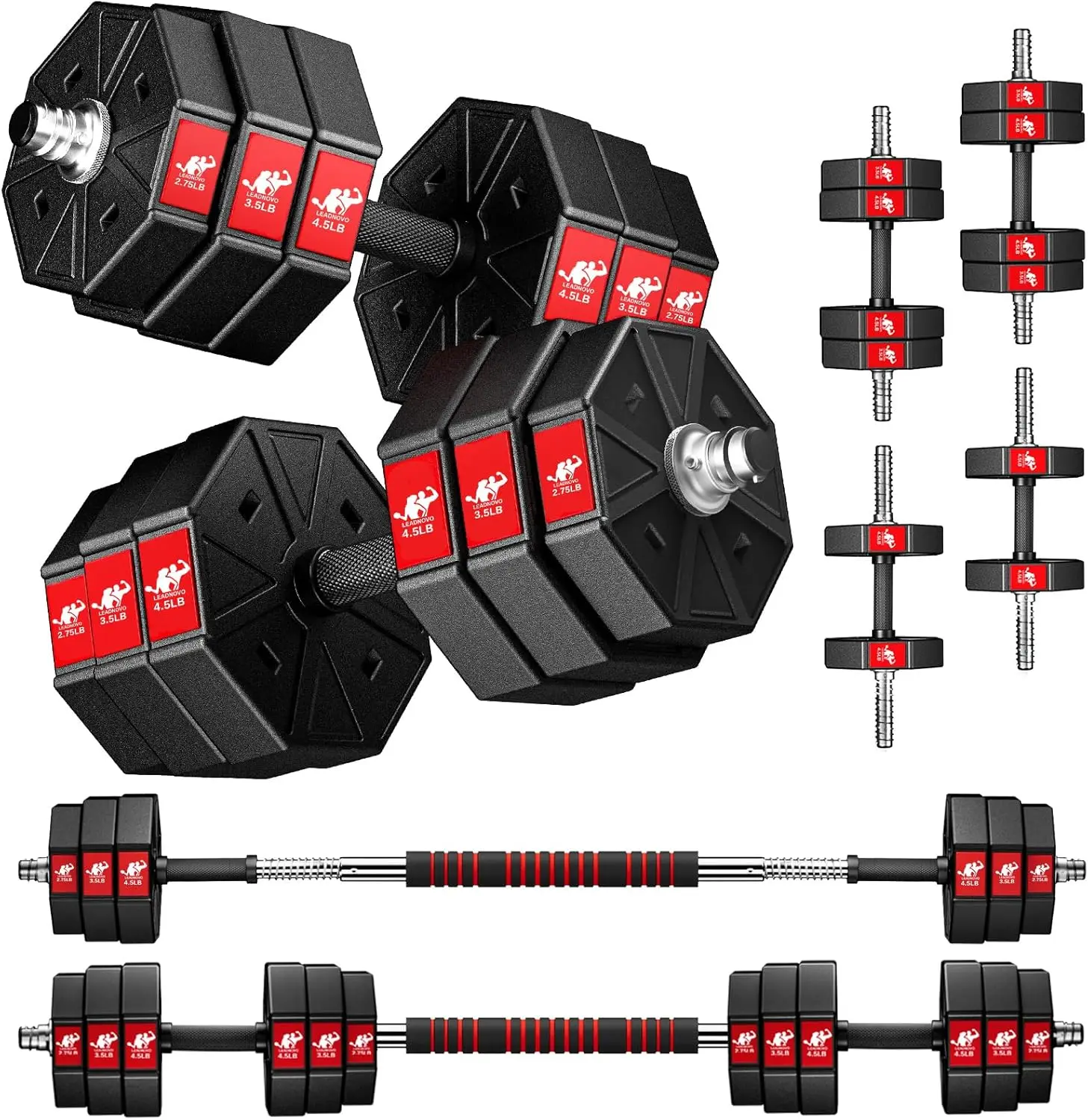 Weights Dumbbells Set, 44Lbs 66Lbs 88Lbs 3 in 1 Adjustable Weights Dumbbells Barbell Set, Home Fitness Weight Set Gym