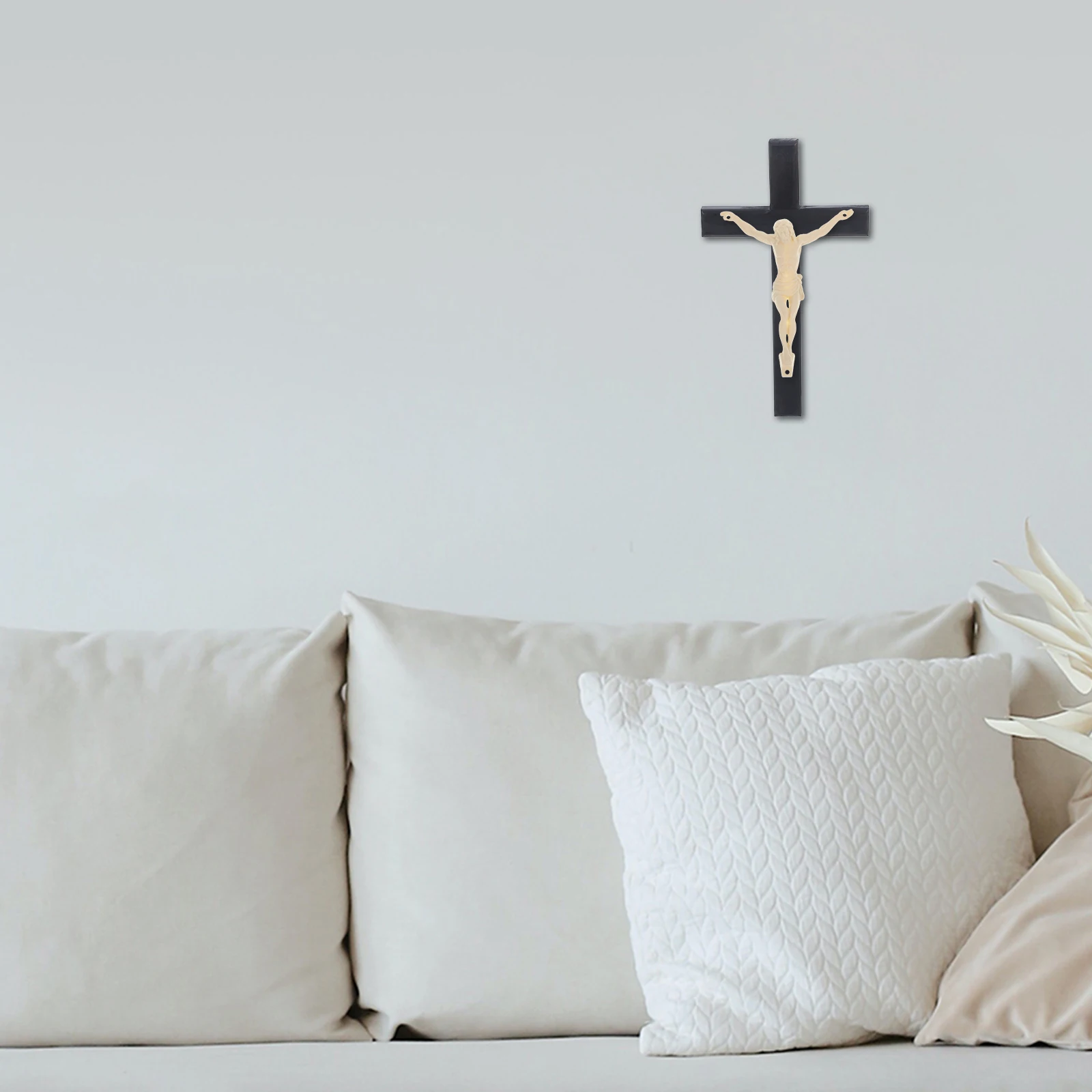 

Jesus Statue Miniature Crucifix Beige Plastic DIY Decor Religious Ornaments Sculpture Figurine Craft Accessories