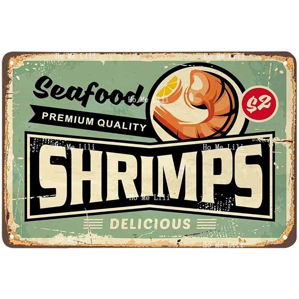 Seafood Delicious Orange Fruit Plate Restaurant Delicious Healthy Tasty Vintage Metal Signs For Cafes Bars Pubs Shop Wall Decor