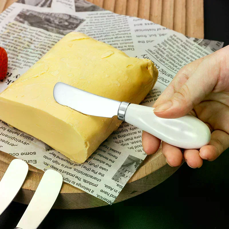 Steel Cheese Knife Ceramic Handle Butter Knife For Butter Bread Jam Cream Spatula Baking Cake Scraper Stainless