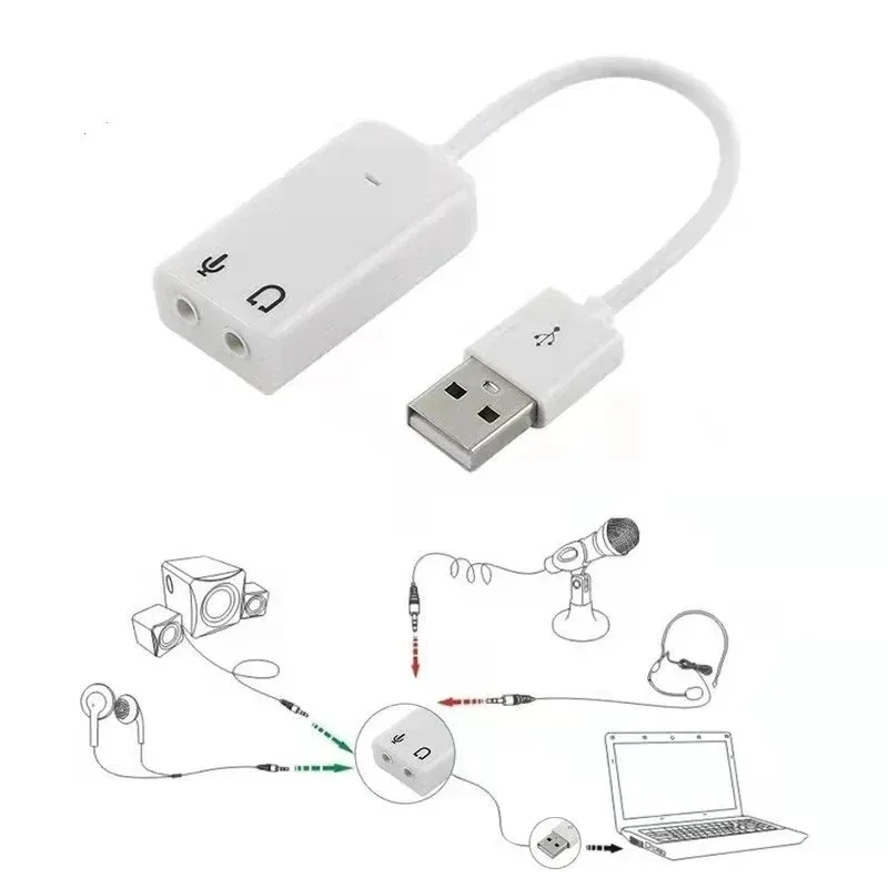 7.1 Channel External USB Sound Card with 3.5mm Jack USB Audio Adapter For Headphone and Microphone Compatible with MacBook