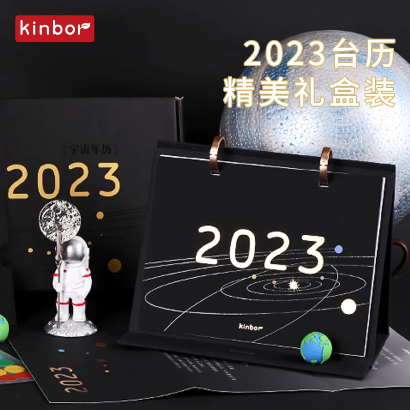 Kinbor 2023 Calendar Rabbit Year Universe Theme Annual Desk Calendar Office Work Plan Agenda Organizer Notepad Table Decoration