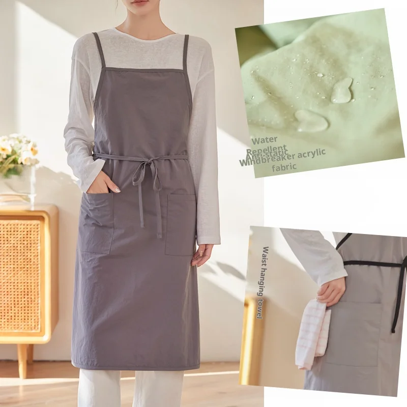 

High End Waterproof Antistatic Fabric Apron With Custom Logo Korean Japanese Style Unisex In Stock