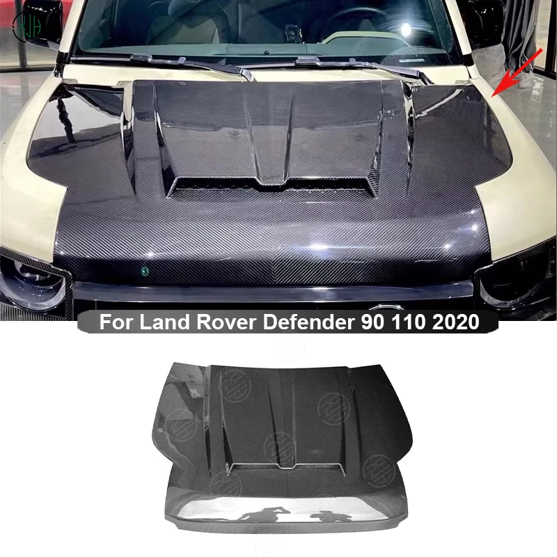 For Land Rover Defender 90 110 202 Carbon Fiber Car Front Bumper Engine Hood Bonnet Vent Cover Parts Upgrade Body kit