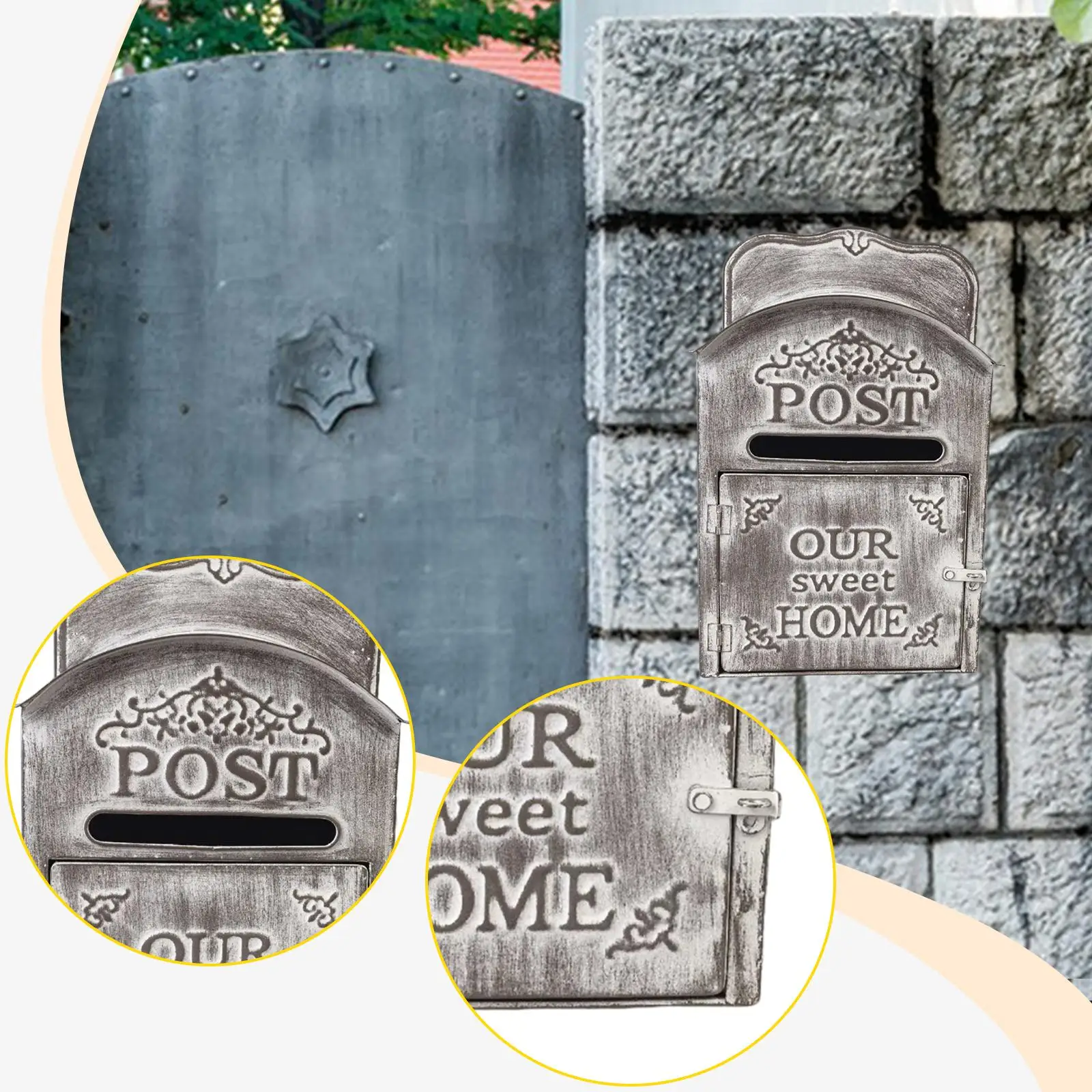 

Rustic Metal Wall Mount Mailbox Post Box Letter Box for Fence Mounting Sturdy Easily Install Ornamental 9.8x5.3x15.7inch