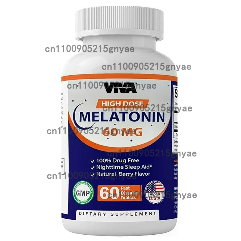 Melatonin 60mg High Dose Melatonin in Easy To Swallow Capsules Pure, Non Genetically Modified, and Gluten Free