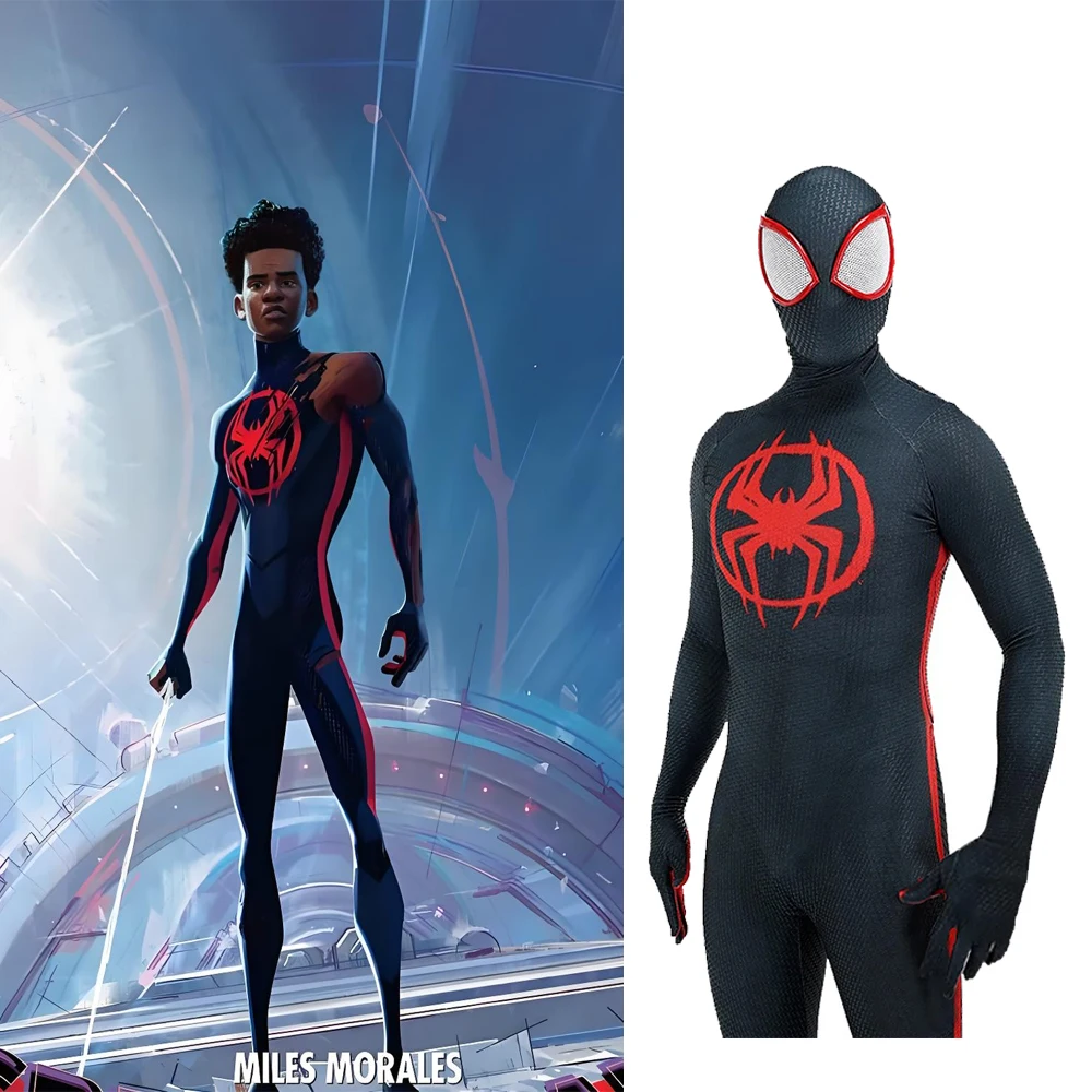 

Spiderman Across the Verse Cosplay Miles Morales Spandex Disfraces Para Spidey Adult Bodysuit Zentai Suits Halloween Costume