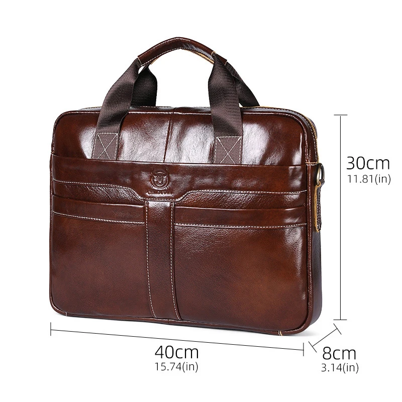 Cowhide Men\'s Briefcases Shiny Cow Leather Suitcase Business Handbag Large Capacity Leather Shoulder Bags Gift Laptop Bag A2G053