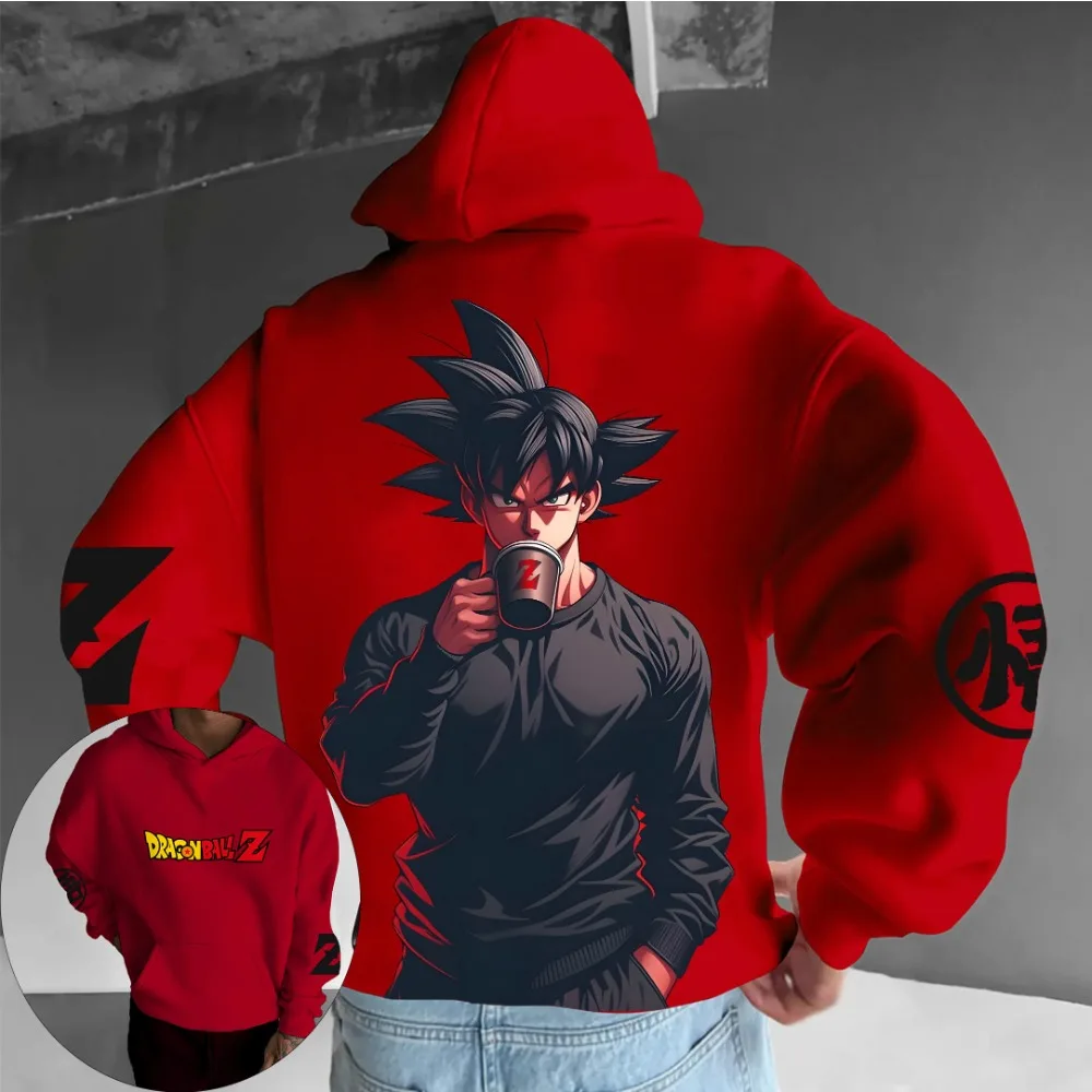 

Мужская осенне-зимняя толстовка с капюшоном Dragon Ball Z Goku Drinking Scene с принтом, аниме-дизайн высокой четкости, теплый пуловер для фанатов