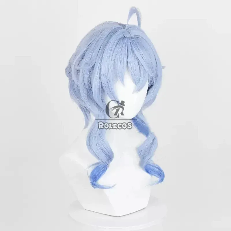 2025 yiyi ROLECOS Gioco Genshin Impact Lanterna Rite Parrucche Cosplay Ganyu 45 cm Lunghi Ondulati Sfumatura Blu Parrucca Resistente Al Calore Synt