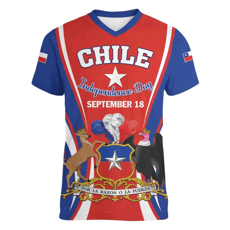 Vintage CL Flag Street Print Male T Shirts Hip Hop Street Tshirt Summer Casual Chile Emblem Graphic Tops Larg Size Tee Clothing