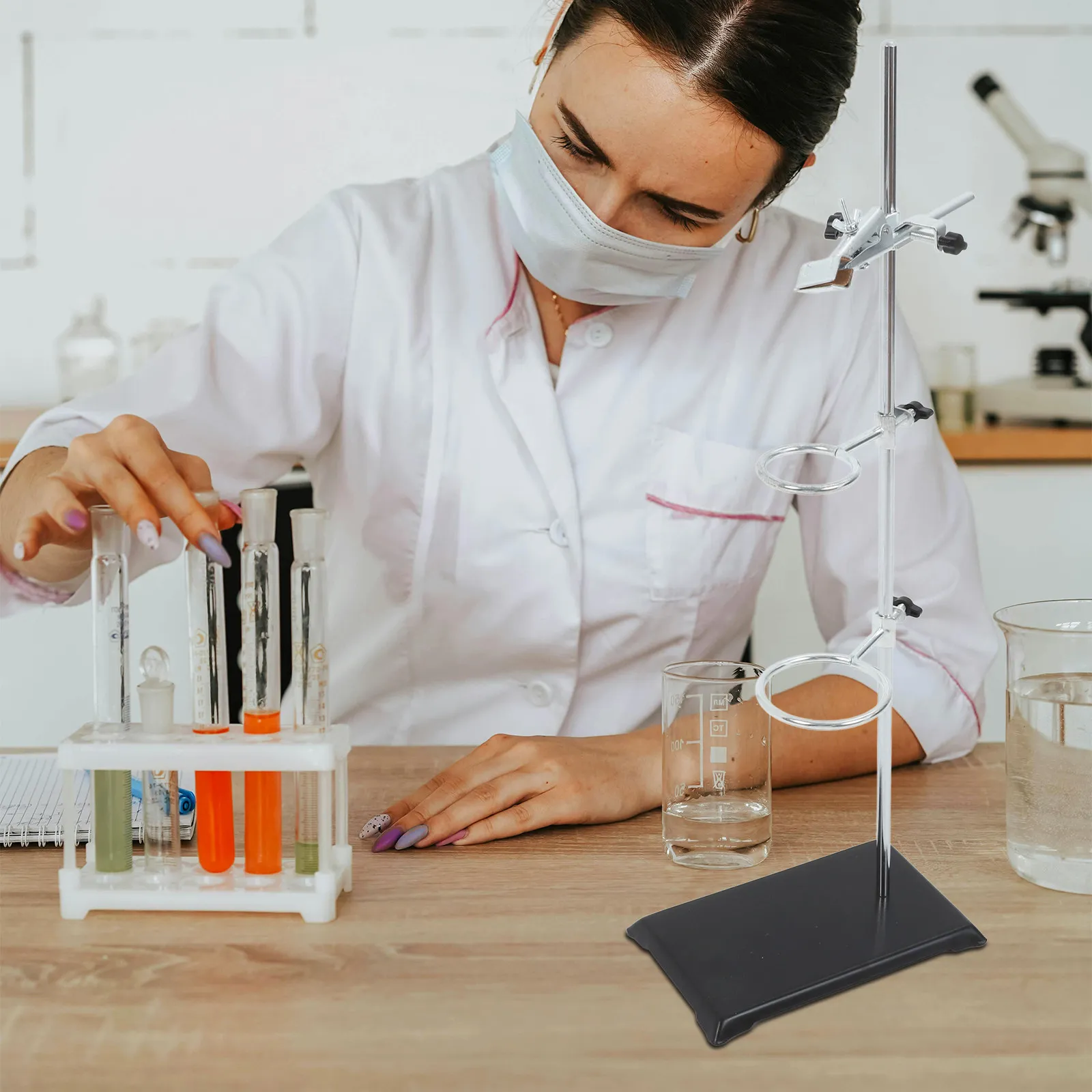 Laboratory Iron Stand Stainless Steel Clamp Ring Holder Chemistry Lab Teaching Experimental Equipment Test Tube Holder Support view 5