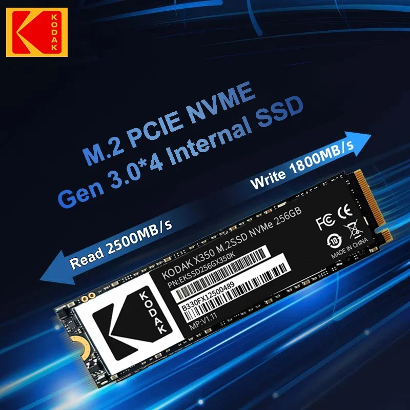 Imagem -02 - Kodak-unidade Interna de Estado Sólido Disco Rígido para Ps4 Desktop Original X350 M.2 2280 Pcie Gen3.0 x Ssd Nvme 2tb 1tb 512gb 256gb