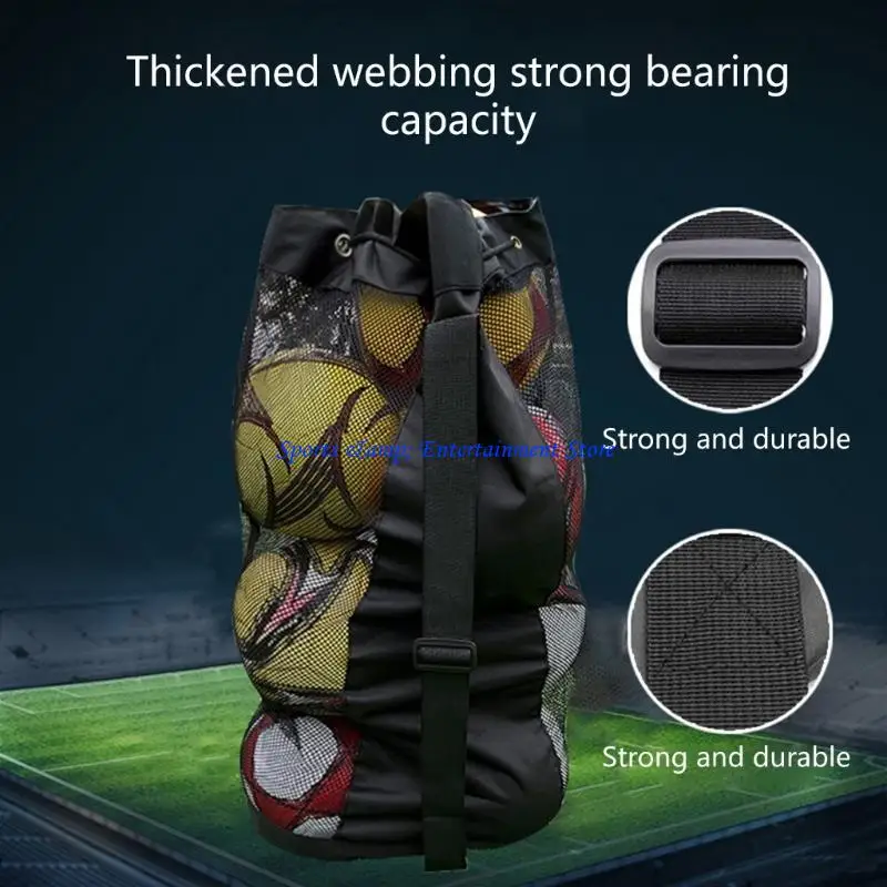 

G7NF Football Storage Bag Mesh Large Capacity Adjustable Waterproof Basketball Volleyball Carrying Gym Carrying Balls Bag