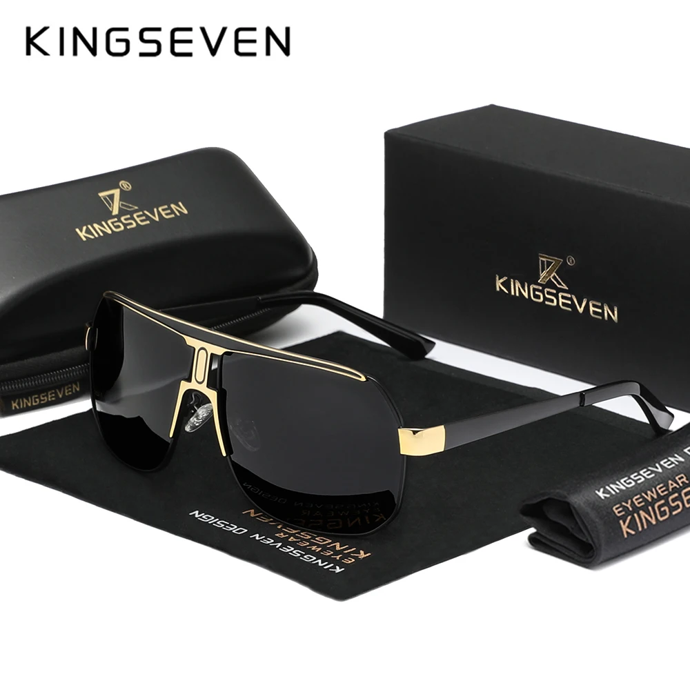 KINGSEVEN Männer Frauen Polarisierte Legierung Platz Übergroßen Rahmen Sonnenbrille Fahren Sonnenbrille Shades Oculos Masculino Männlich