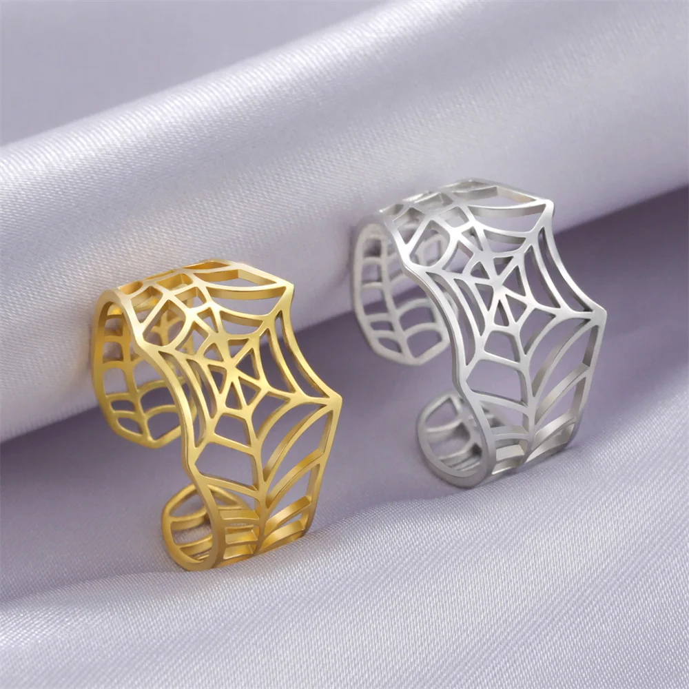 My Shape Punk Spinnen ring Edelstahl verstellbare offene Fingerringe Tiermode Schmuck Frauen Männer Jungen Teen Halloween Geschenk – Detail 4
