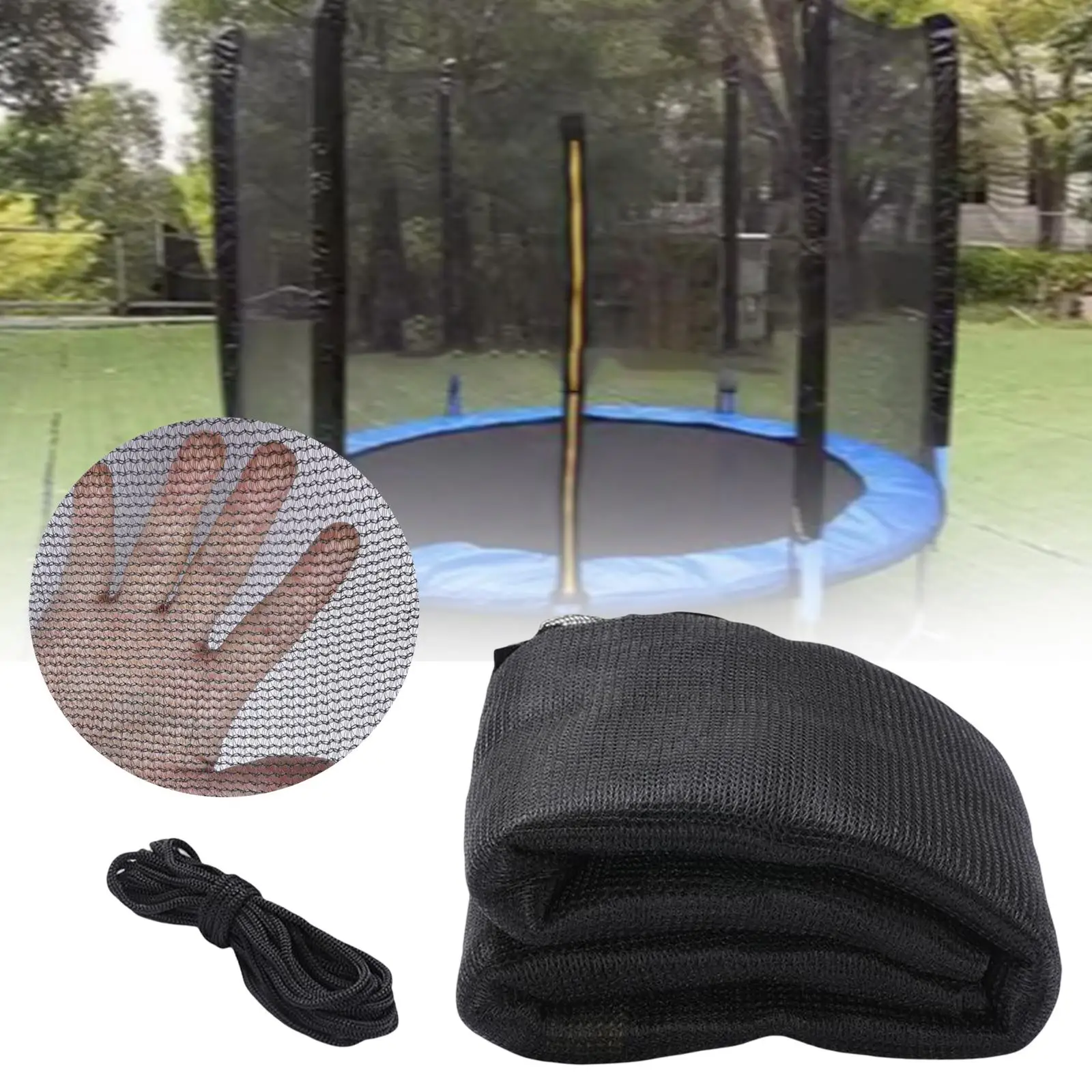 Trampoline Replacement Net Enclosure Net Height 183cm Indoors and Outdoors Installed Between Mat and Spring Black