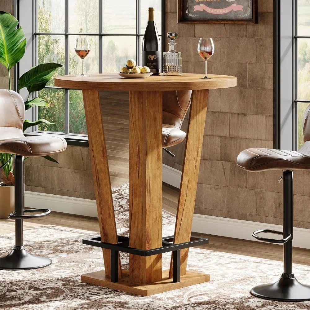 Round Bar Table, 39.4 Inches High, with Metal Feet