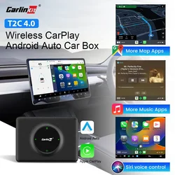 T2C 4.0 CarPlay Wireless Android Auto For Tesla Model 3 Model Y S X Mini Ai Box OTA Upgrade Auto-Connect Waze 5G WiFi USB Dongle