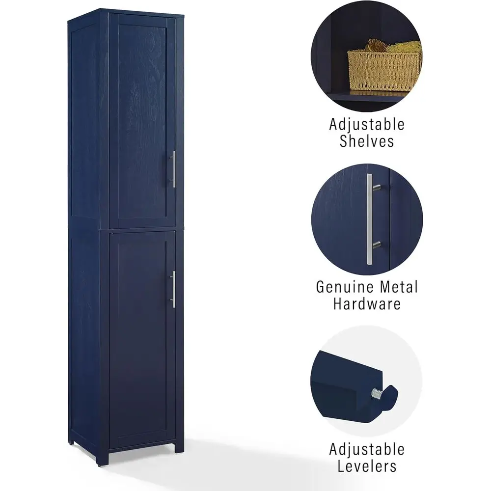 Laundry and Bathroom Linen Storage Cabinet with Shelves, Navy Blue image 6