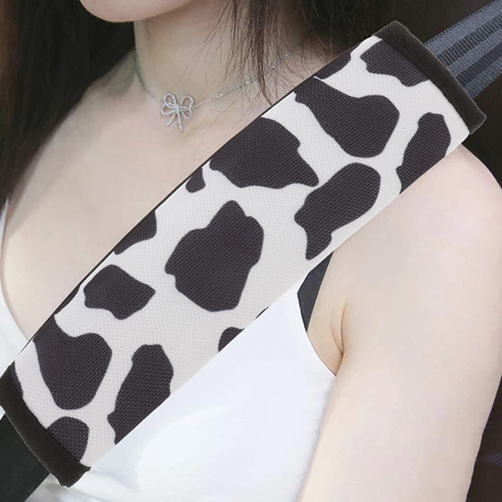 

3pcs Shoulder Pad Cow Print Cover Soft Cushion For Women Auto Accessories Comfortable Support Pad
