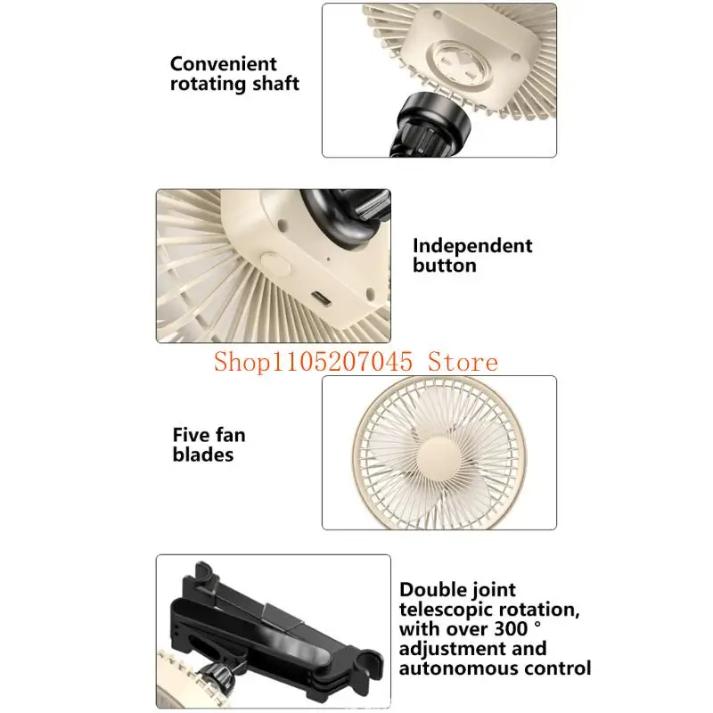 37cd Double Power Automotive Air Fan Featuring Bendable Rotation Mount And 3 Adjustable Speed Levels
