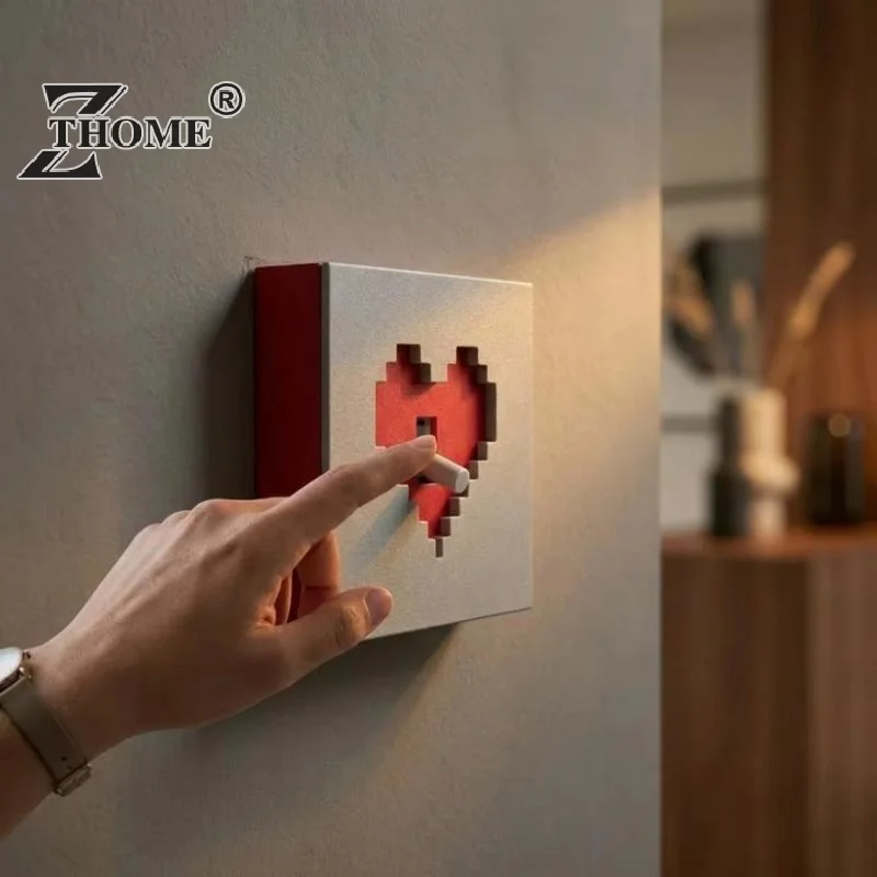 Pixel Heart Light Switch Cover Creative 3D Wall Switch Panel Decor Protective Frame For Bedroom Living Room Home Decoration