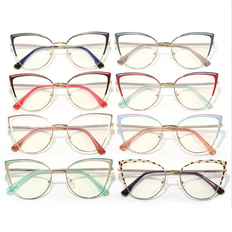 Okulary korekcyjne vintage metalowe do czytania blokujące niebieskie światło, okulary dla osób z prezbiopią, kocie oczy, możliwość personalizacji recepty.