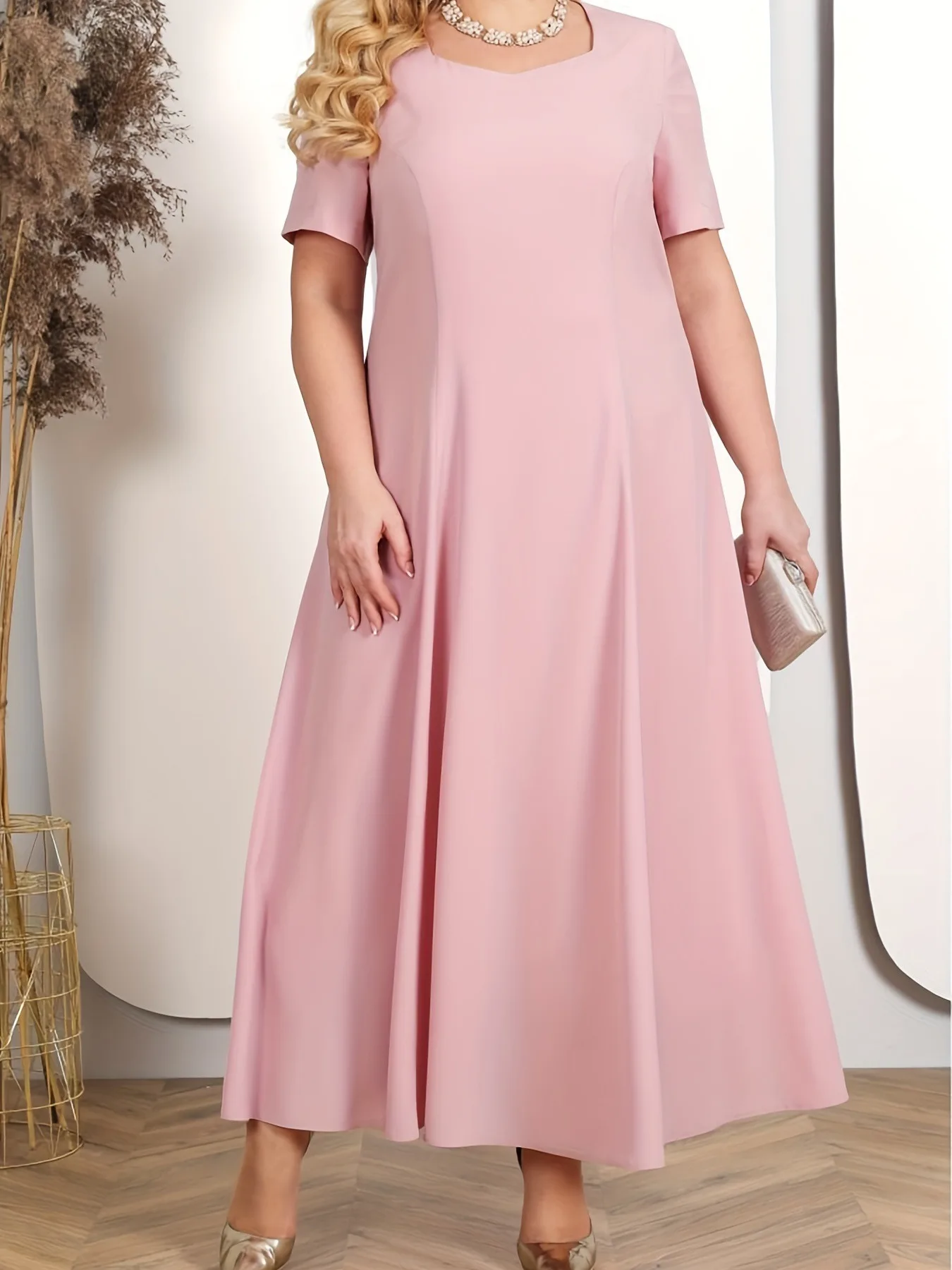 Plus size dwuczęściowy zestaw długa sukienka odzież damska elegancka kwadratowa wysoki dekolt talia jednokolorowe suknie wieczorowe vestido feminino