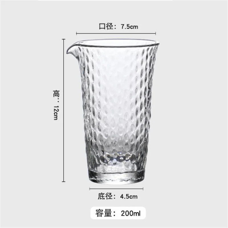 Japanese Style 200ml Tea Maker Heat resistant Glass Hammer Pattern Fair Cup Tea Pitcher Gongdaobei Chahai Kungfu Tea Accessories