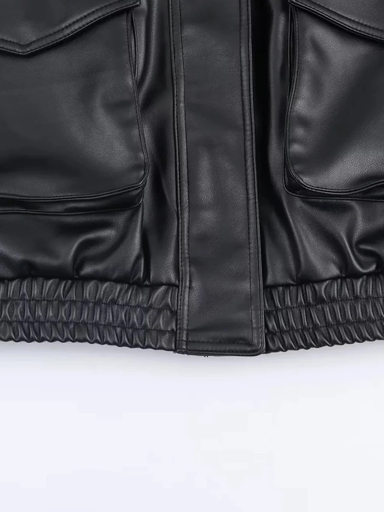 Nuova giacca in pelle da donna collo in pelliccia staccabile manica lunga giacca con cerniera High Street cappotto corto Lady autunno nuovo capispalla