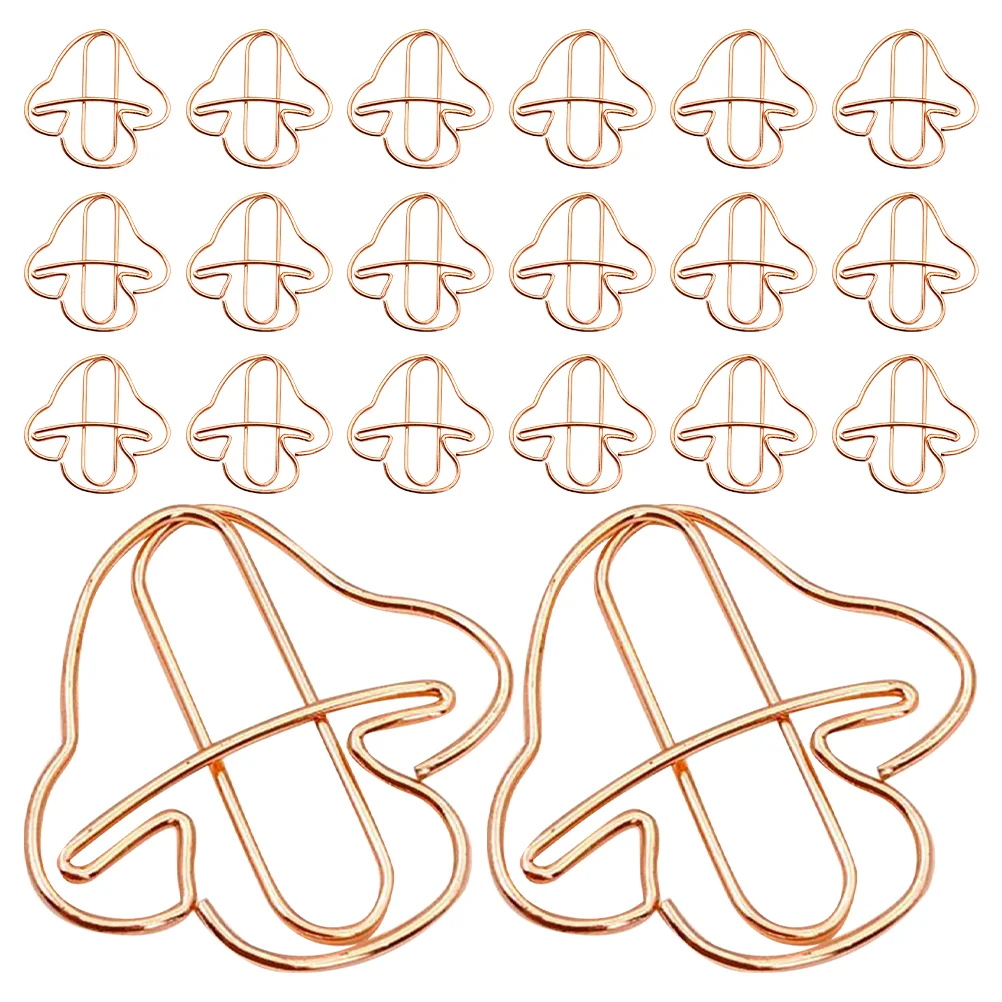 20 Pcs Mushroom Paper Clip Students Desk Accessories Mini Decorative Clips Iron Document Bills Fixing Paperclip