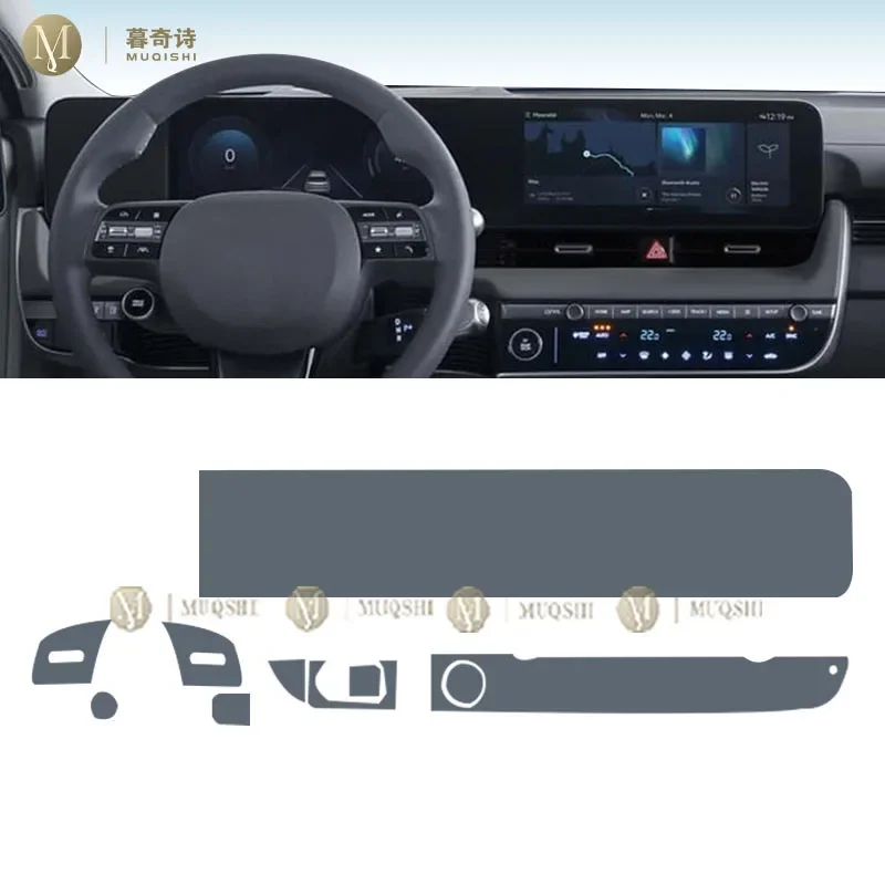 MUQSHI pre cut Car interior gearbox panel TPU protective film screen anti scratch repair Stickers For Hyundai IONIQ 5 22-2024