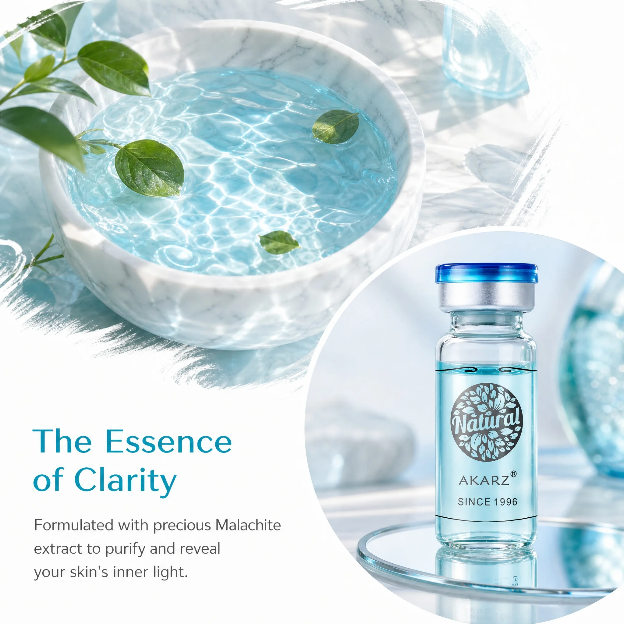 AKARZ Malachite Toner Serum 10ml Essence for Radiant Skin Detox, Whitening & Moisturizing Formulation