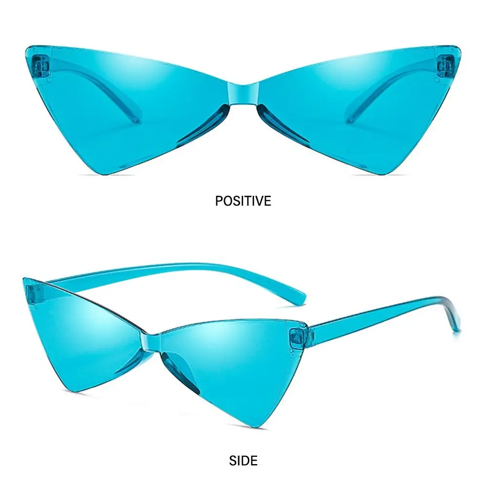 Rimless Triangle Sunglasses Trendy Candy Color One Piece Shades Colored Transparent Sun Glasses for Adults