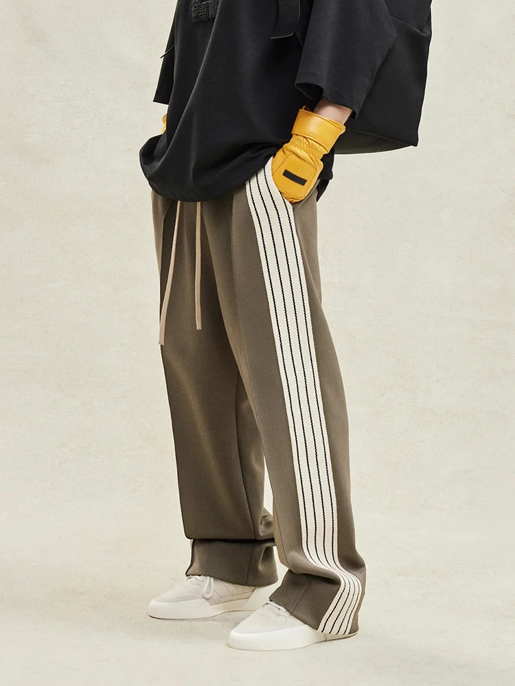 

Loose Wide Leg Straight Leg Cotton Trousers for Men Dstring Side Stripe Casual Pants Youthful Vitali Sle All Seasons