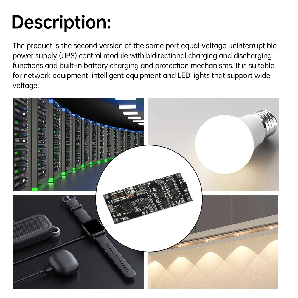 DC 12V/15V 50W 4A UPS Module Uninterruptible Power Control Board 2S 3S Charging Step Up Protection Module Power Supply