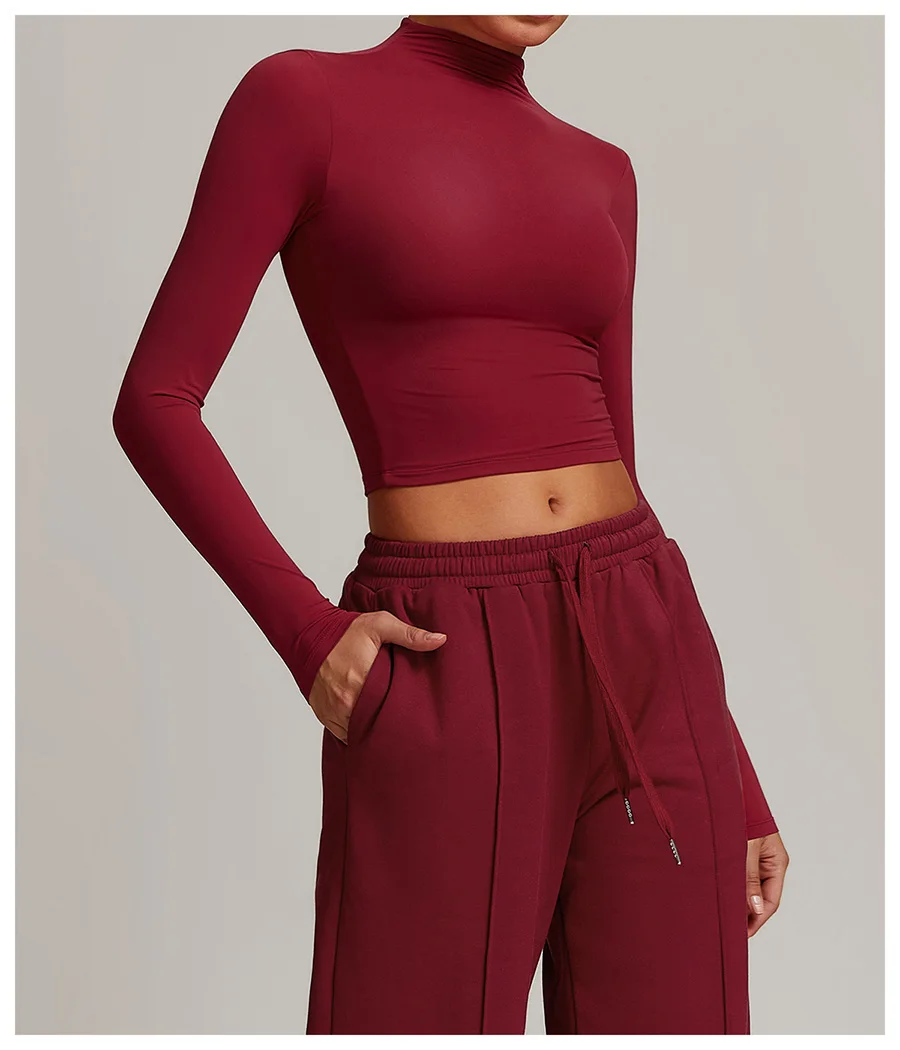 Yoga-Set 2-teilig, Sportbekleidung, Trainingsanzug, Gym-Hose, Langarm-Slim-Fit-Workout-Shirt, Damen-Fitness-Set – Detail 17