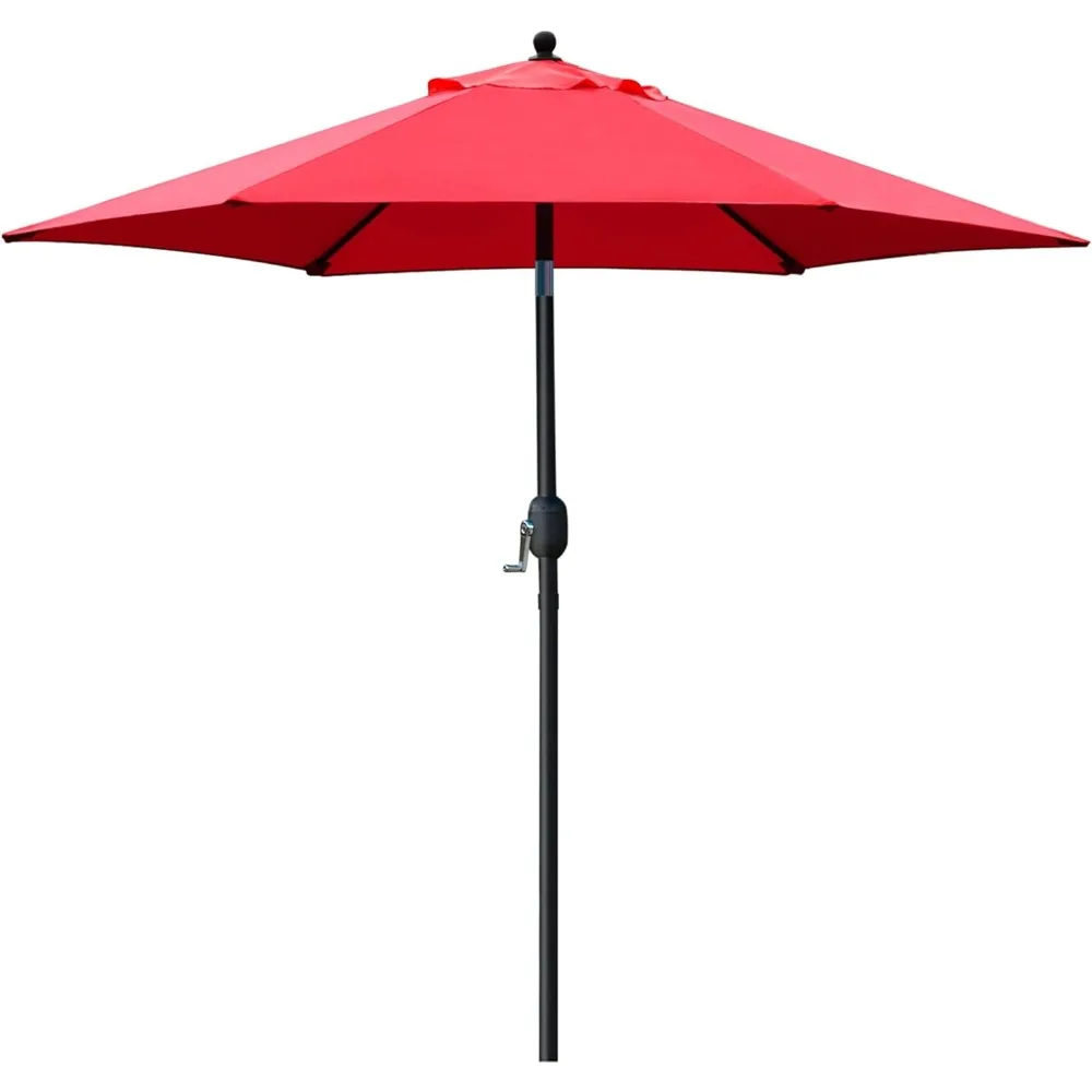 Sunnyglade 7.5 'parasol na Patio stolik na zewnątrz parasol targowy z przyciskiem przechylenia/korby, 6 żeber (czerwony)